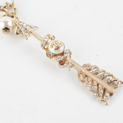 Chanel Crystal Pearl Arrow Necklace Costume Jewellery