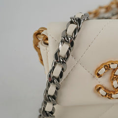 Chanel 19 Coin Purse with Chain White Goatskin