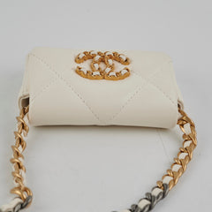 Chanel 19 Coin Purse with Chain White Goatskin