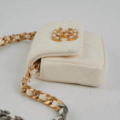 Chanel 19 Coin Purse with Chain White Goatskin