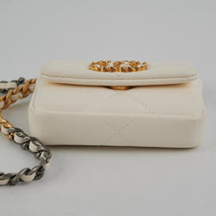 Chanel 19 Coin Purse with Chain White Goatskin