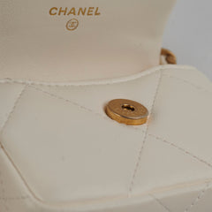 Chanel 19 Coin Purse with Chain White Goatskin