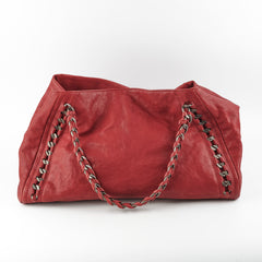 Chanel CC Chain Leather Tote Red