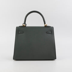 Hermes Kelly 25 Epsom Sellier Vert Armande - Z Stamp