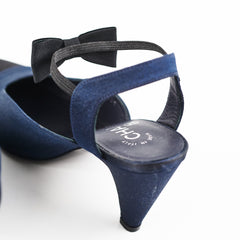 Chanel Bowtie Slingback Heels Navy