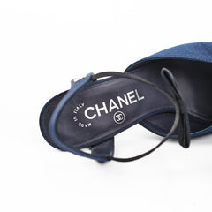 Chanel Bowtie Slingback Heels Navy