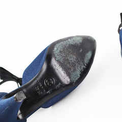 Chanel Bowtie Slingback Heels Navy