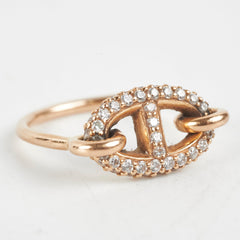 Hermes Farandole Ring Size 51 Rose Gold with Diamonds