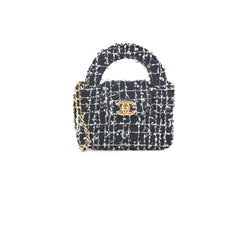 Chanel Nano Kelly Microchip Tweed Black/White