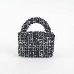 Chanel Nano Kelly Microchip Tweed Black/White