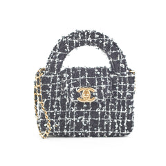 Chanel Nano Kelly Microchip Tweed Black/White