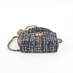 Chanel Nano Kelly Microchip Tweed Black/White