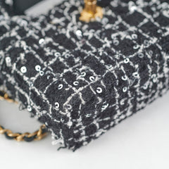 Chanel Nano Kelly Microchip Tweed Black/White