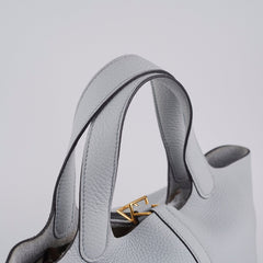 Hermes Picotin 18 Bleu Pale Clemence- Z Stamp