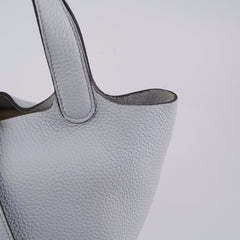 Hermes Picotin 18 Bleu Pale Clemence- Z Stamp