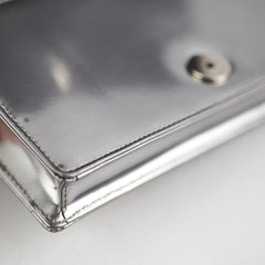 Christian Dior Small Micro Cannage Wallet On Chain Metallic Silver