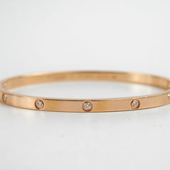 Cartier Love 10 Diamonds Small Bracelet Rose Gold Size 16