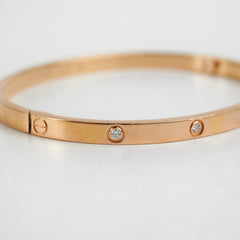 Cartier Love 10 Diamonds Small Bracelet Rose Gold Size 16