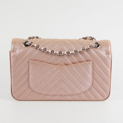 Chanel Medium Classic Double Flap Iridesent Rose Gold 18B