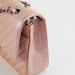 Chanel Medium Classic Double Flap Iridesent Rose Gold 18B