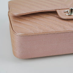 Chanel Medium Classic Double Flap Iridesent Rose Gold 18B