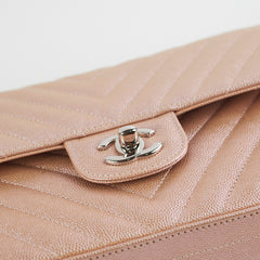 Chanel Medium Classic Double Flap Iridesent Rose Gold 18B