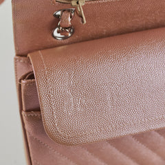 Chanel Medium Classic Double Flap Iridesent Rose Gold 18B
