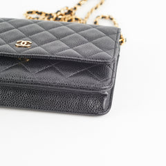 Chanel Caviar Wallet On Chain Black