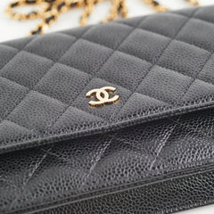 Chanel Caviar Wallet On Chain Black