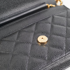 Chanel Caviar Wallet On Chain Black