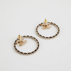 Chanel 22B Crystal Gold/Black Round Earrings