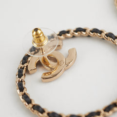 Chanel 22B Crystal Gold/Black Round Earrings
