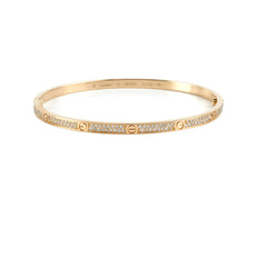 Cartier Small Love Pave Bracelet Yellow Gold Size 19