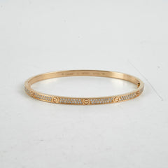 Cartier Small Love Pave Bracelet Yellow Gold Size 19