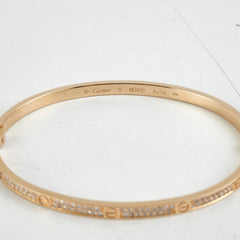 Cartier Small Love Pave Bracelet Yellow Gold Size 19