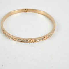Cartier Small Love Pave Bracelet Yellow Gold Size 19