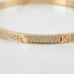 Cartier Small Love Pave Bracelet Yellow Gold Size 19