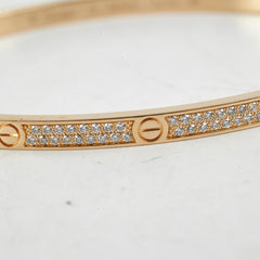 Cartier Small Love Pave Bracelet Yellow Gold Size 19
