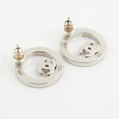 Chanel Round Rhinestone Logo Earrings Costume Jewellery