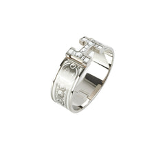 Hermes Clic H Bracelet Size GM  Platine/Blanc