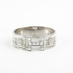 Hermes Clic H Bracelet Size GM  Platine/Blanc