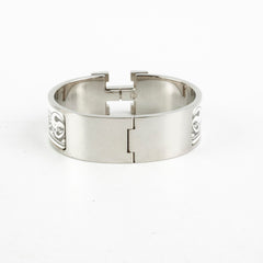 Hermes Clic H Bracelet Size GM  Platine/Blanc