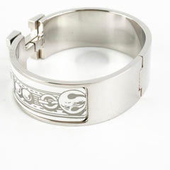Hermes Clic H Bracelet Size GM  Platine/Blanc