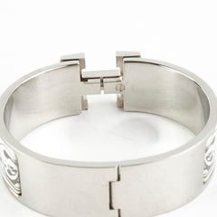 Hermes Clic H Bracelet Size GM  Platine/Blanc