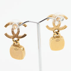 Chanel Coco Logo Pearl Square Drop Earrings Costume Jewellery