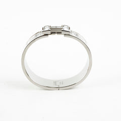 Hermes Clic H Bracelet Size GM  Platine/Blanc