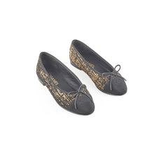 Chanel Tweed Ballerina Black/Gold Size 37