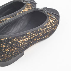 Chanel Tweed Ballerina Black/Gold Size 37