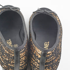 Chanel Tweed Ballerina Black/Gold Size 37