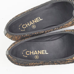Chanel Tweed Ballerina Black/Gold Size 37